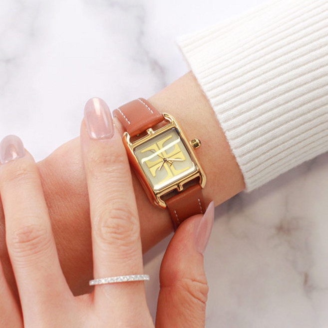 [TANDY] 탠디 시그니쳐 모던스퀘어 여성용 가죽시계 T-1916 4종 택1