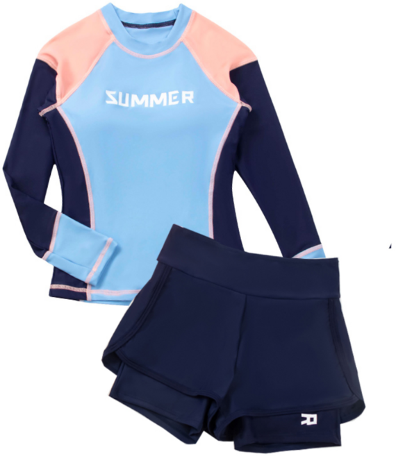 팝키즈 써머 블루 래쉬가드 수영복세트