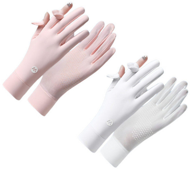 미블룸 여성 논슬립 매쉬 자외선차단 다용도 스포츠 장갑 1+1 세트, 핑크+화이트, 1개