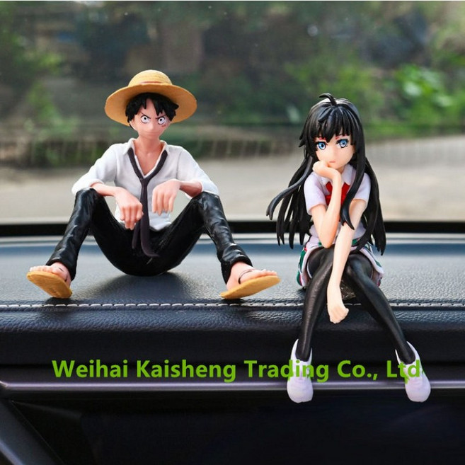 KYIS 차량용 피규어 장식품 원피스 애니메이션 불독인테리어 효과, 루피+소녀, 1개