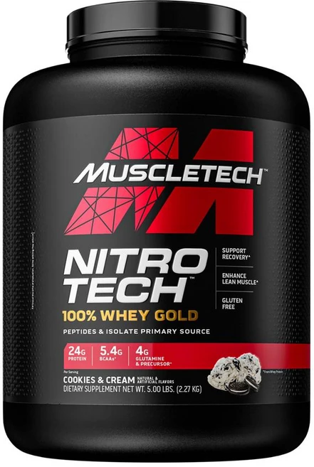 머슬테크 니트로 테크 웨이 골드 프로틴 단백질 보충제, 2.27kg, 쿠키 앤 크림, 1개 - 쿠팡