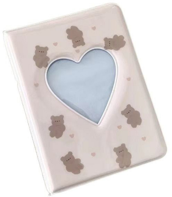 귀여운 사진 앨범 도서 하트 카드 그림 홀더 인치 케이스 할로우 CARD 이름 바인더 KPOP 러브 보관, D, 1개