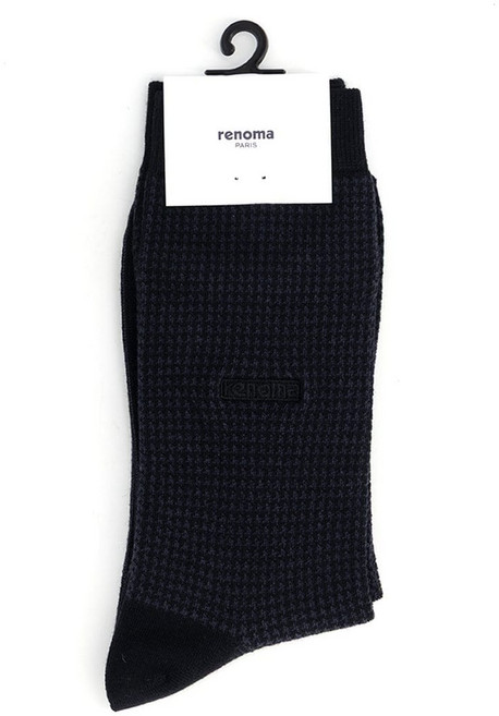 [백화점 정품] 레노마 레노마-면 장목 하운드투스체크 신사양말 [RQSSO1003-BK]