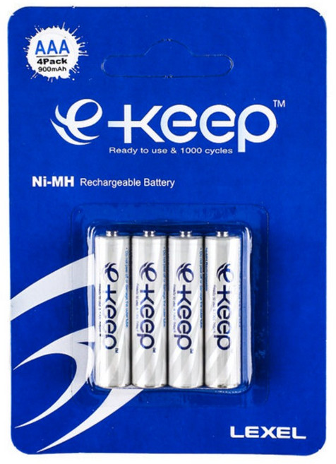 LEXEL 900mAh AAA 4알 충전지, 1개, 4개입