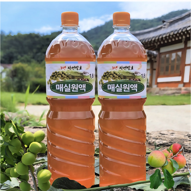 1+1조성한옥 매실액기스 홍매실원액 매실청효소 3년숙성[원산지:국산(전라남도 보성군)], 2개, 1.8L