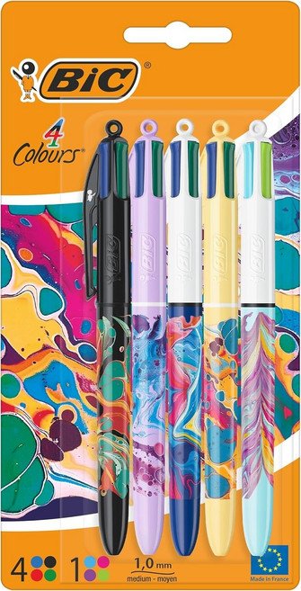 BIC 빅 4색 리트랙터블 볼펜 1.0mm 5개 세트