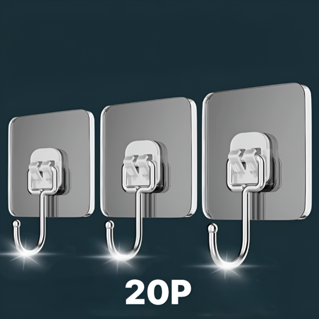 윈터블락 초강력 무타공 접착식 후크 걸이, 20개, 투명