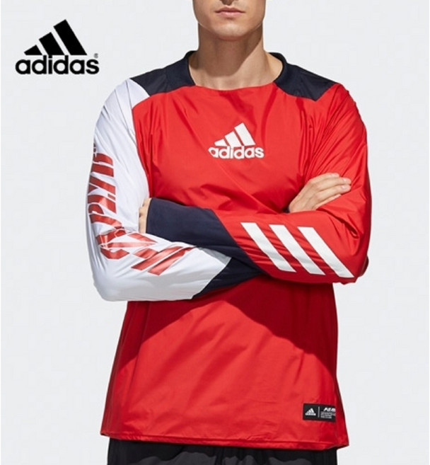 아디다스 5T 베이스볼 윈드 풀오버-레드