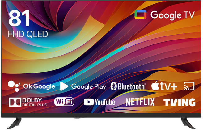 큐빅스 블랙에디션 81cm 32인치 FHD QLED TV 구글 스마트 티비 에너지1등급 고화질티비, 고객직접설치, 벽걸이형, GAT321FHDQ, 81cm(32인치)