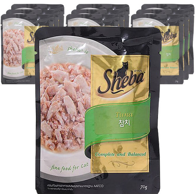 쉬바 1세 이상 고양이 주식 파우치, 참치, 70g, 10개