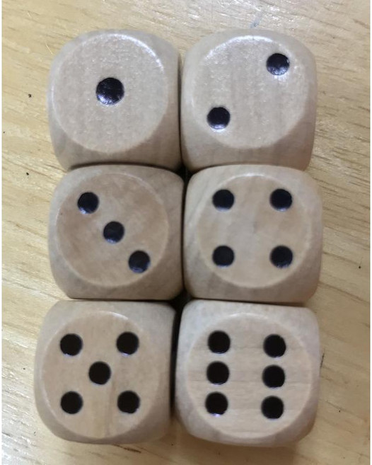 原木木質六面骰子 16mm 桌遊週邊, 1個, 木質六面骰子(單顆),原木色