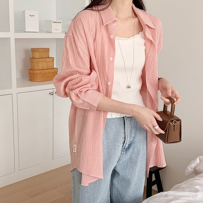 [55~77size] 남녀공용 캠퍼스룩 출근룩 루즈핏 체크셔츠 와이드오버 체크남방 하객룩 출근룩 오피스룩 데이트룩 오버핏