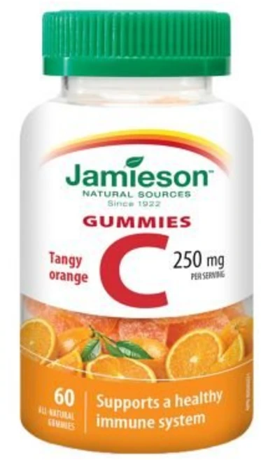 Jamieson 비타민 C 250mg 톡 쏘는 오렌지 구미젤리 60개, 1개, 60정 - 쿠팡