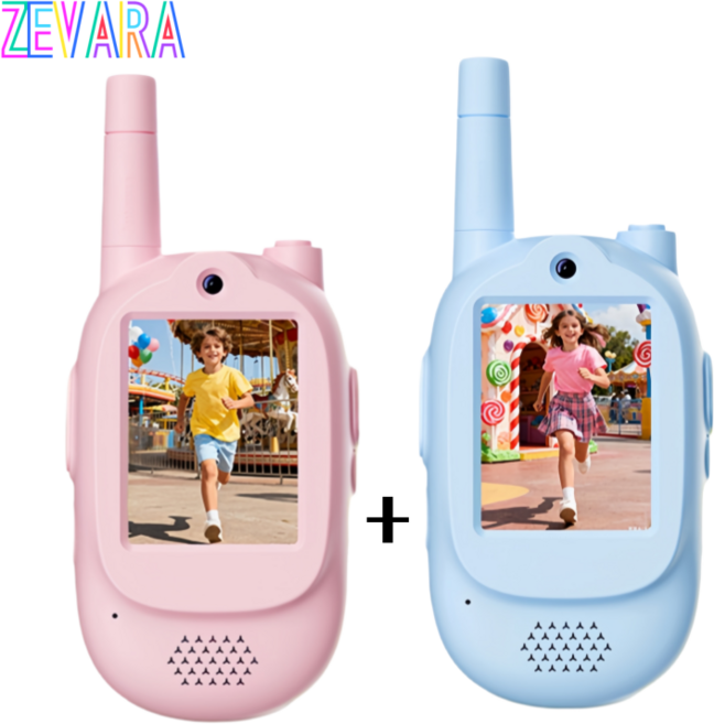 ZEVARA 비디오 통화가 무전기 휴대용 생활용미니 워키토키무전기 고성능 야외캠핑활동 워키토키수, 1세트, 블루+핑크