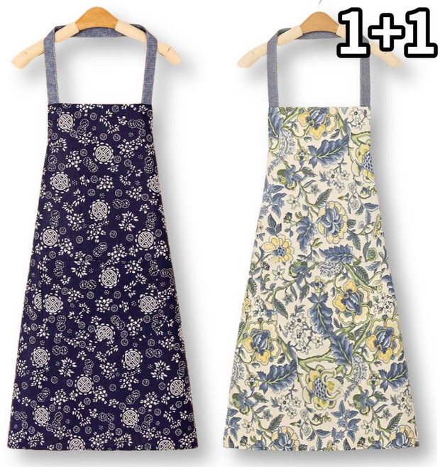 블리앤봄 남녀공용 주방 앞치마 2개, 1세트, 네이비+파스텔