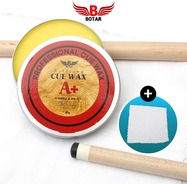 [보타르] A+ 프리미엄 큐 왁스 당구 큐대 전용 광택 큐청소 관리용품 /특별할인가, 큐 왁스 80g + 증정용 광택천 1개, 1개