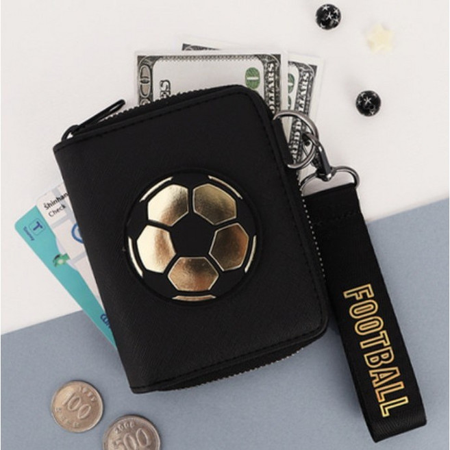 남아용 풋볼 스트랩지갑 동전 교통카드 지갑 지퍼형 2단 반지갑