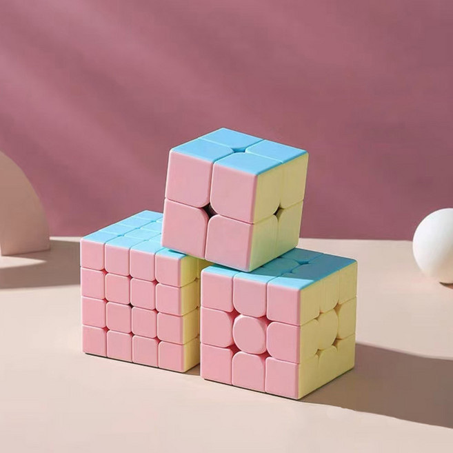 BIKASU 2x2 3x3 4x4 3종 세트 혼합색상 퍼즐 큐브, 1세트, 큐브2x2+3x3+4x4