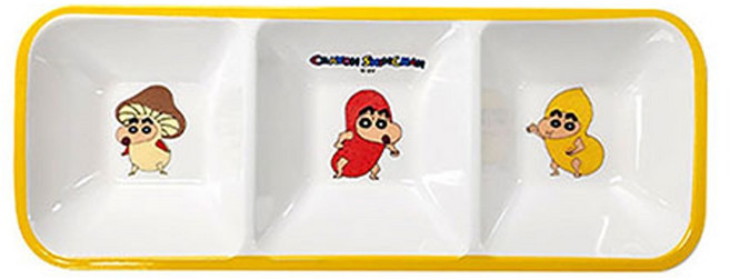 짱구 멜라민 직사각 3절 접시, 1개