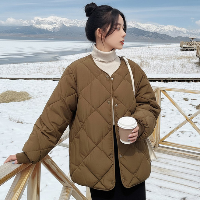 라뷰드 여성 다이아 퀄팅 경량 패딩 겨울 초경량 점퍼 깔깔이 누빔 간절기 방한 잠바 바람막이 다운 아우터 자켓