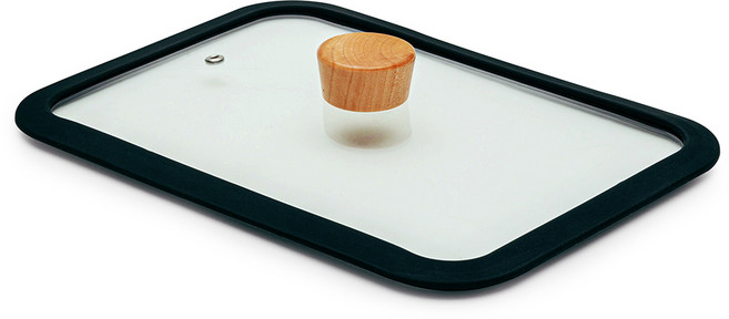 실리콘 블랙 에디션 사각 유리뚜껑 멀티커버 사각팬 뚜껑 덮개, 1개, 29cm