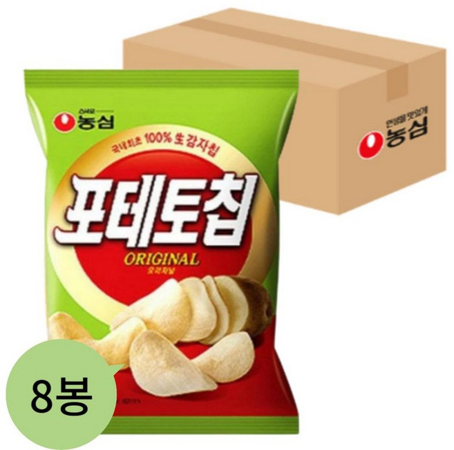 농심 사무실 탕비실 휴게소 포테토칩 오리지널 간식 봉지과자 110g 8개입 1박스