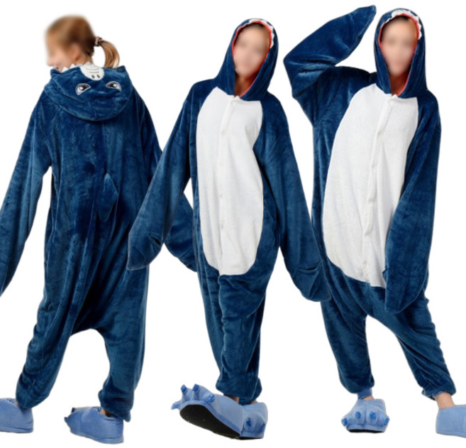 상어 동물잠옷 겨울 여성 남성 빅사이즈 홈웨어 원피스 점프수트 캐릭터 단체복 행사복