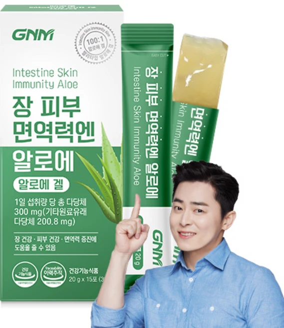GNM 장 피부 면역력엔 알로에 / 먹는 알로에겔 이뮨 젤리스틱 장건강 피부건강 면역력증진, 20g, 15개 - 쿠팡