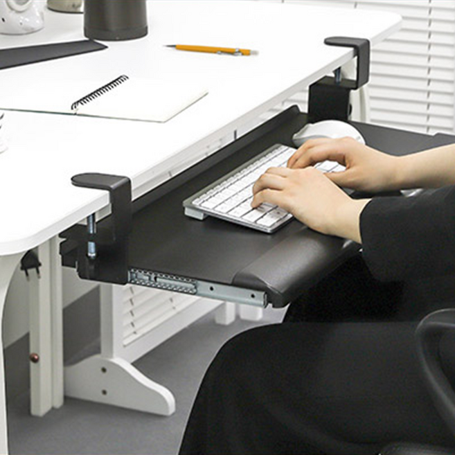 코시 부드러운 슬라이딩 레일 키보드 트레이 데스크 받침대, 1개, 블랙