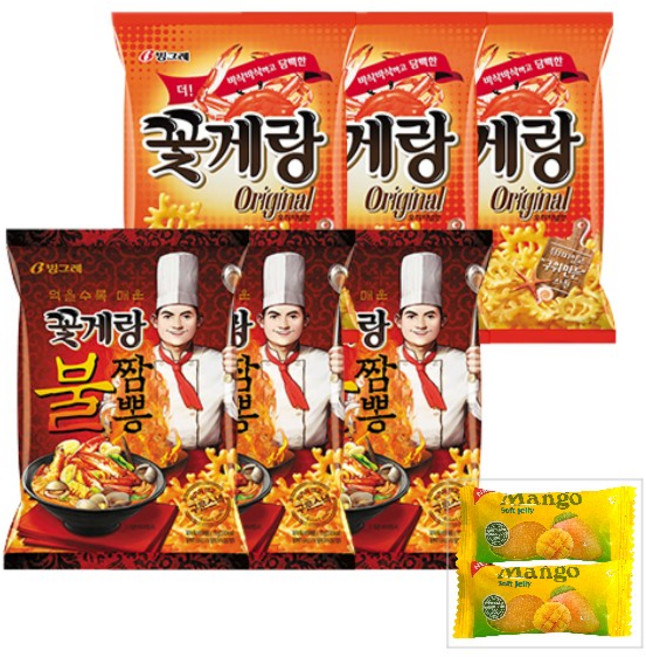 빙그레 꽃게랑 + 꽃게랑 불짬뽕 (+쥬시젤리2개증정), 140g, 3세트