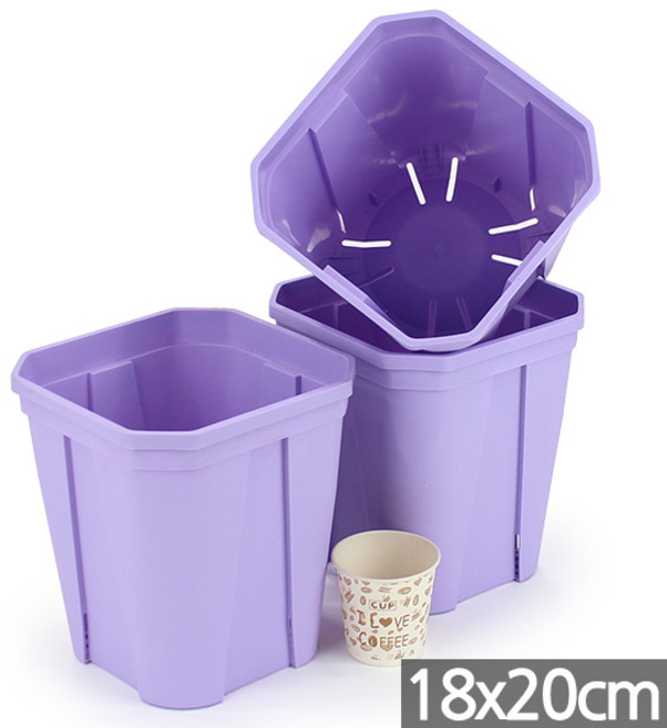 세인화분 국산 플라스틱 사각 슬릿 화분 3P - 중형, 3개, 국산사각슬릿_퍼플