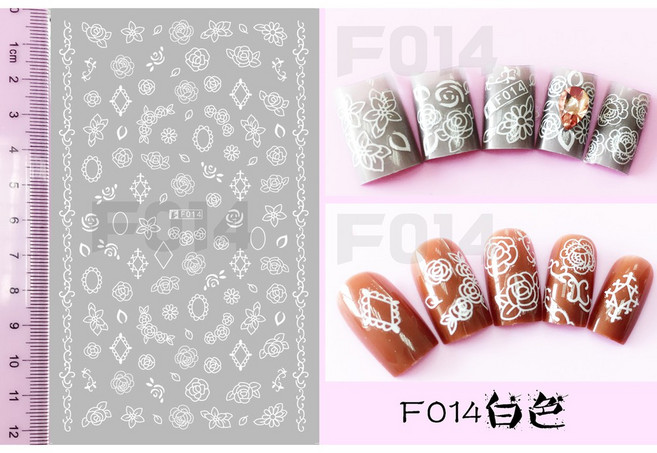 美甲貼紙 F014 白色, 1個, F014白色