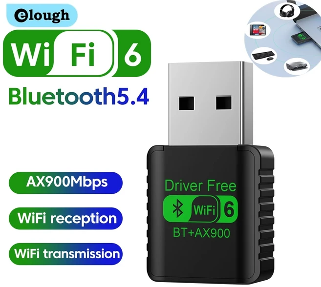 WiFi 6 AX900 Bluetooth 5.4 USB 어댑터 무선 네트워크 카드 PC 드라이버 용 2.4G 및 5GHz Wi-Fi 안테나 무료 수신기, 1, 상세페이지 참조