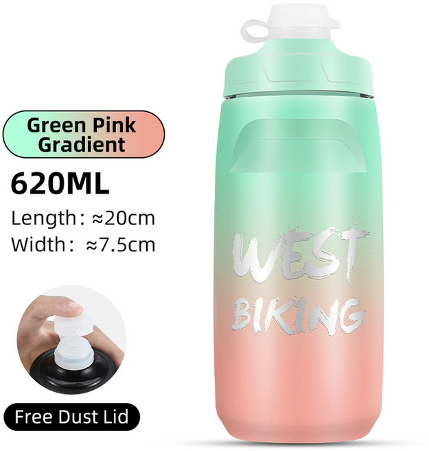 웨스트 바이킹 휴대용 스포츠 물병 스퀴즈 야외 620ML 750ML 물컵 경량 사이클링 오토바이 물통, 01 빠른, 620ml Pink G en