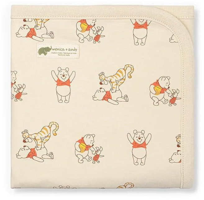 MONICA + ANDY Coming Home 담요 유기농 면 아기 신생아 및 액세서리 신축성 있고 아늑한 포대기 곰돌이 푸. 단일 사이즈 169473, MONICA + ANDY Coming Home 담요,