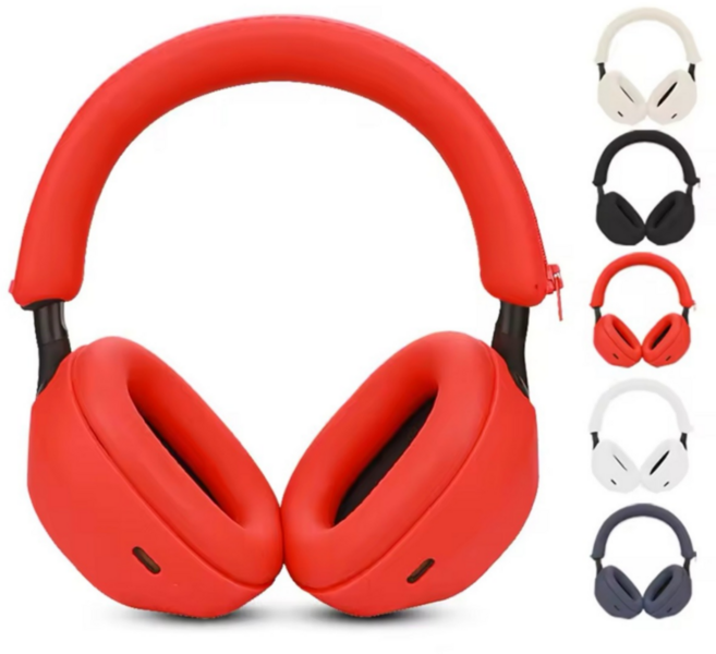 [호환] 소니 WH-1000XM5 헤드폰 케이스 실리콘 커버 5종SET 헤드 패드, 베이지