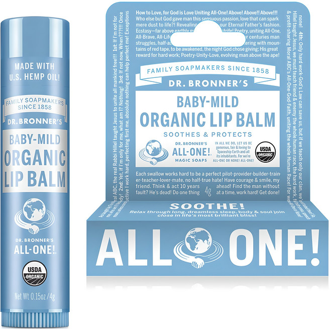 닥터브로너스 오가닉 립밤, 베이비마일드, 4g, 1개