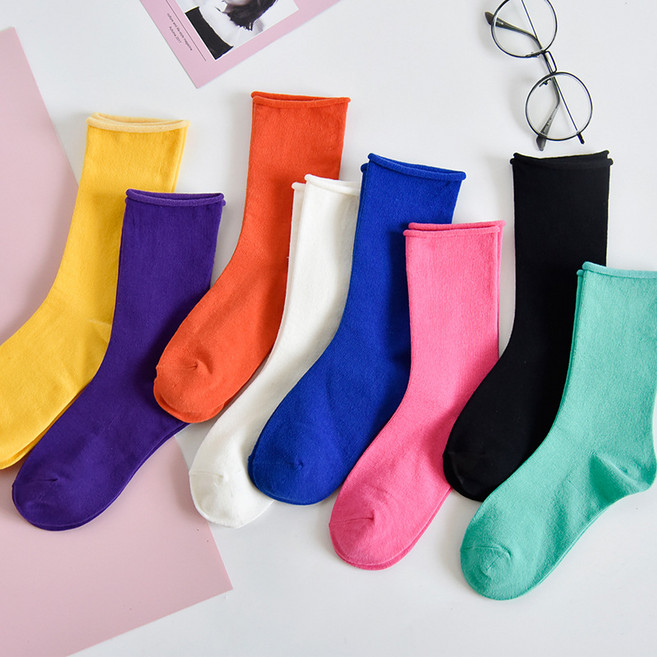 여성양말 찐 컬러 알록달록 무압박 돌돌이 긴양말 5켤레 세트