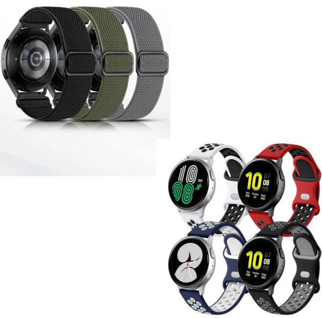 삼성 갤럭시 워치 6 5 4 40mm 44mm 프로 밴드 45mm/Watch 클래식 42mm 46mm 43mm 47mm/액티브 2 3팩 20mm 소프트 조절 스포츠 밴드와 호환, 삼성 갤럭시 워치 6 5 4 40mm 44mm 프로 밴