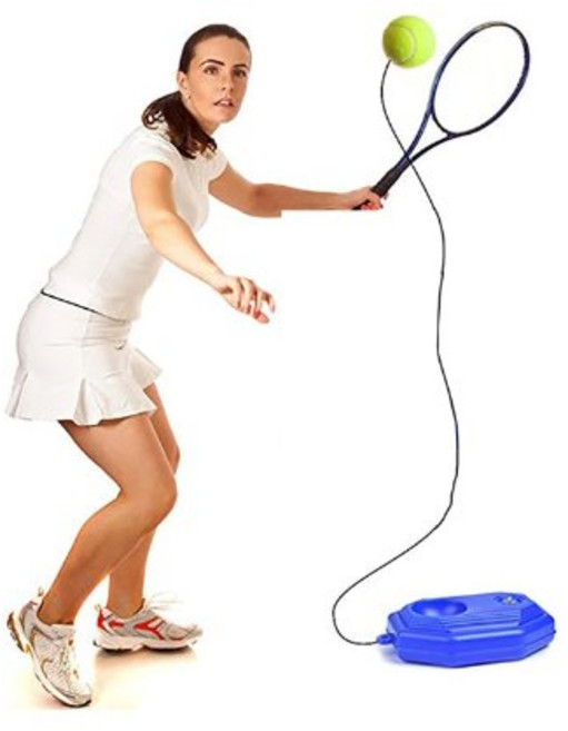 혼자치는 테니스 리턴볼 받침 고무줄 연습 세트, 세트 (물통+공), 1개