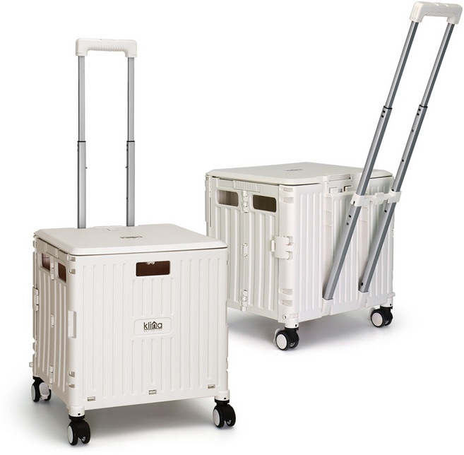 클리나 접이식 쇼핑카트 장바구니 캐리어 캠핑용 뚜껑일체형 틸트손잡이, 1개, 크림