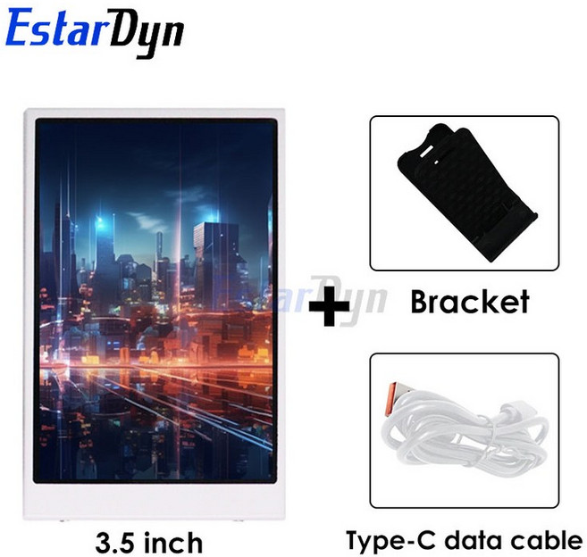 컴퓨터 CPU GPU RAM HDD 디스플레이 용 3.5 인치 IPS 유형 C 보조 화면 320480 USB LCD 모니터 자유롭게 A, 01 White