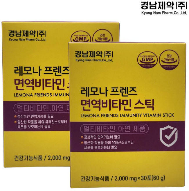 경남제약 레모나프렌즈 멀티 면역비타민 스틱 아연, 2개, 60g