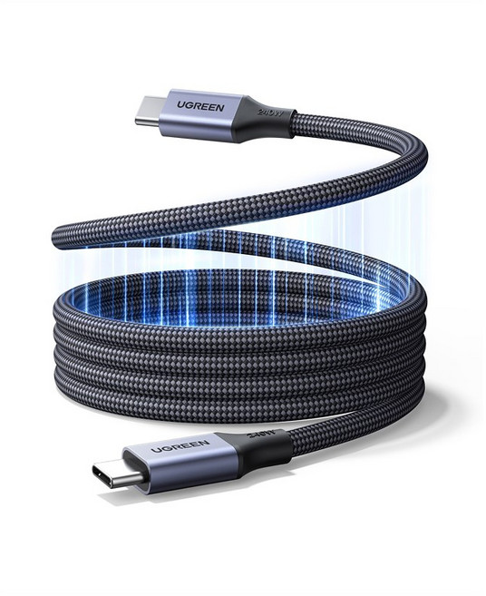 UGREEN 유그린 C-C타입 마그네틱 PD 240W 고속충전 데이터 케이블 자동 선정리 자석형 패브릭 충전 데이터 케이블 줄꼬임 방지 PPS 지원 맥북 아이폰 삼성 호환, 1개, 블랙, 0.5m