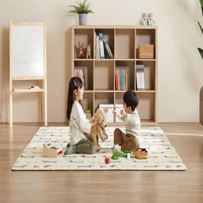심플스토어 층간소음매트 어린이 유아 아기 쿠션 방수 양면 거실 롤매트 러그 셀프 복도 바닥, 200-140-1.4cm