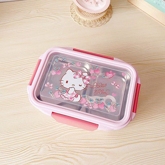 GOYES 산리오 캐릭터 스텐 보온 런치박스 소풍도시락, 1개, 헬로키티