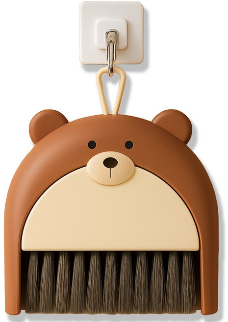 필굿리빙 미니 빗자루 쓰레받기 세트 3호, 모카브라운, 1개