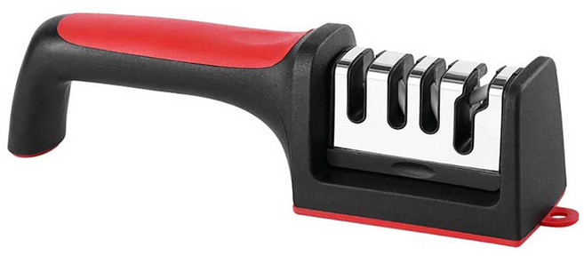 多功能磨刀器 四段研磨 刀剪適用, 黑紅色, 1個