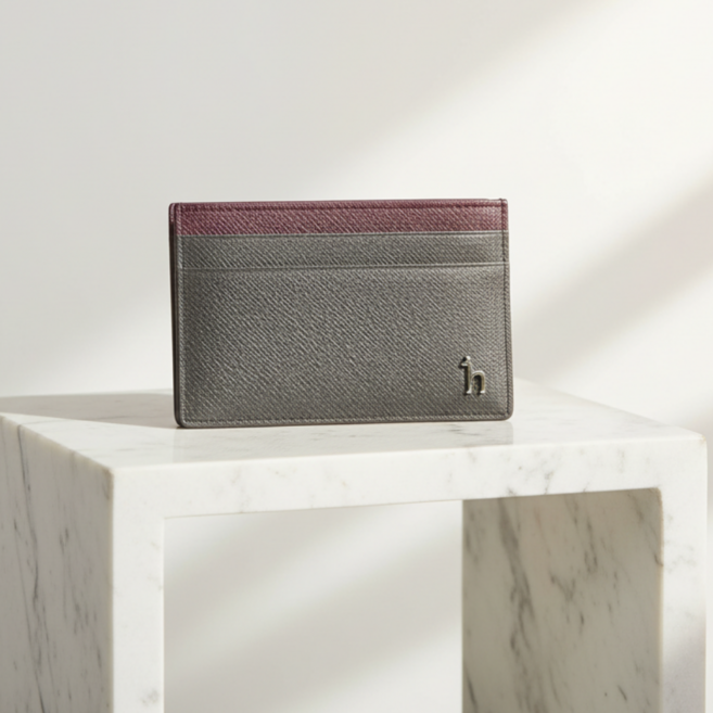 헤지스 와인 배색 카드지갑 카드홀더