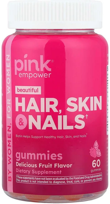 Pink Beautiful 모발 피부 & 손발톱 구미젤리 맛있는 과일 맛 구미젤리 60개 PWK-11405, 1개 - 쿠팡